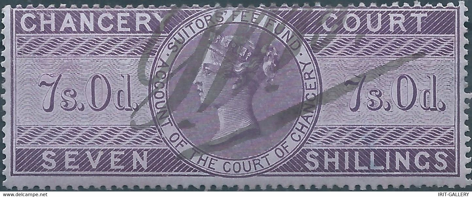 Great Britain-ENGLAND,Queen Victoria,1855 /1870 Revenue Stamp Tax Fiscal CHANCERY COURT,7s.0d. Seven Shillings,Used - Revenue Stamps