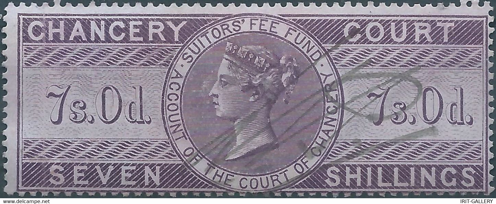 Great Britain-ENGLAND,Queen Victoria,1855 /1870 Revenue Stamp Tax Fiscal CHANCERY COURT,7s.0d. Seven Shillings,Used - Fiscales