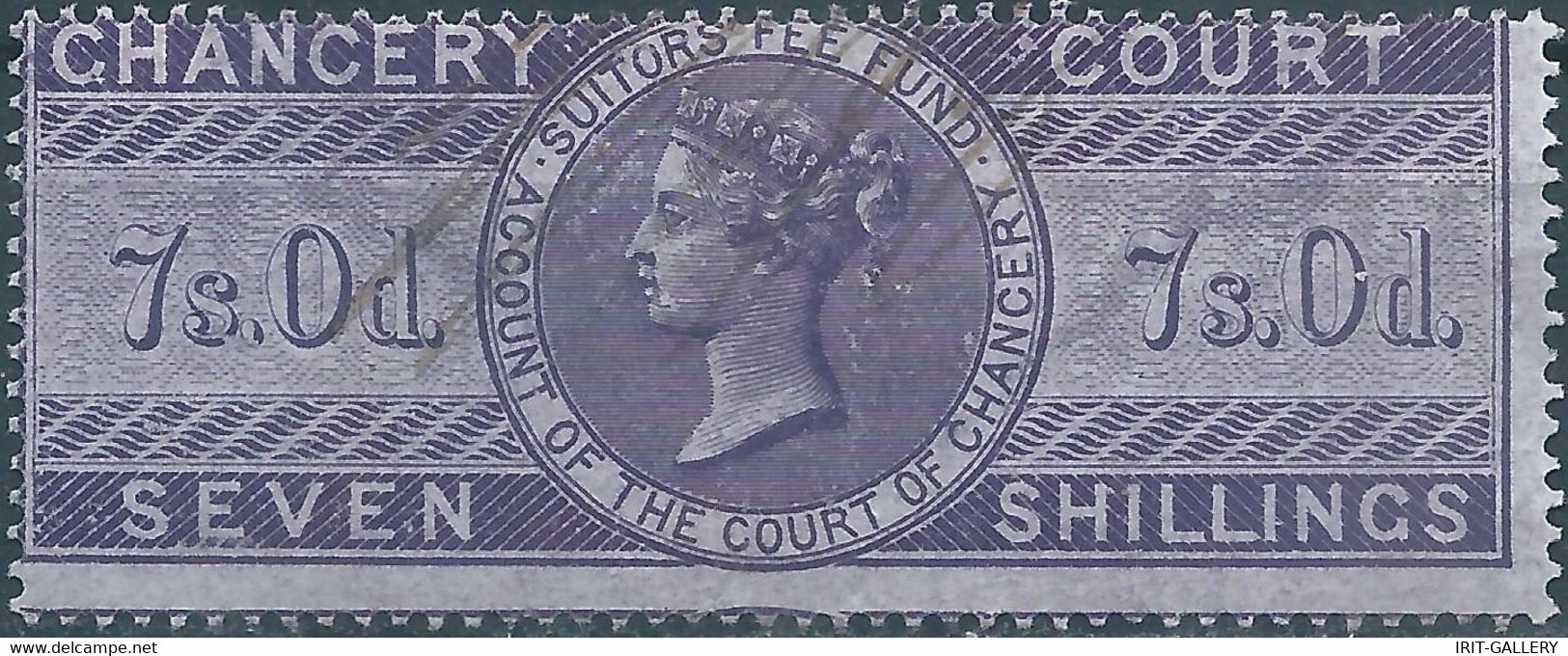 Great Britain-ENGLAND,Queen Victoria,1855 /1870 Revenue Stamp Tax Fiscal CHANCERY COURT,7s.0d. Seven Shillings,Used - Revenue Stamps