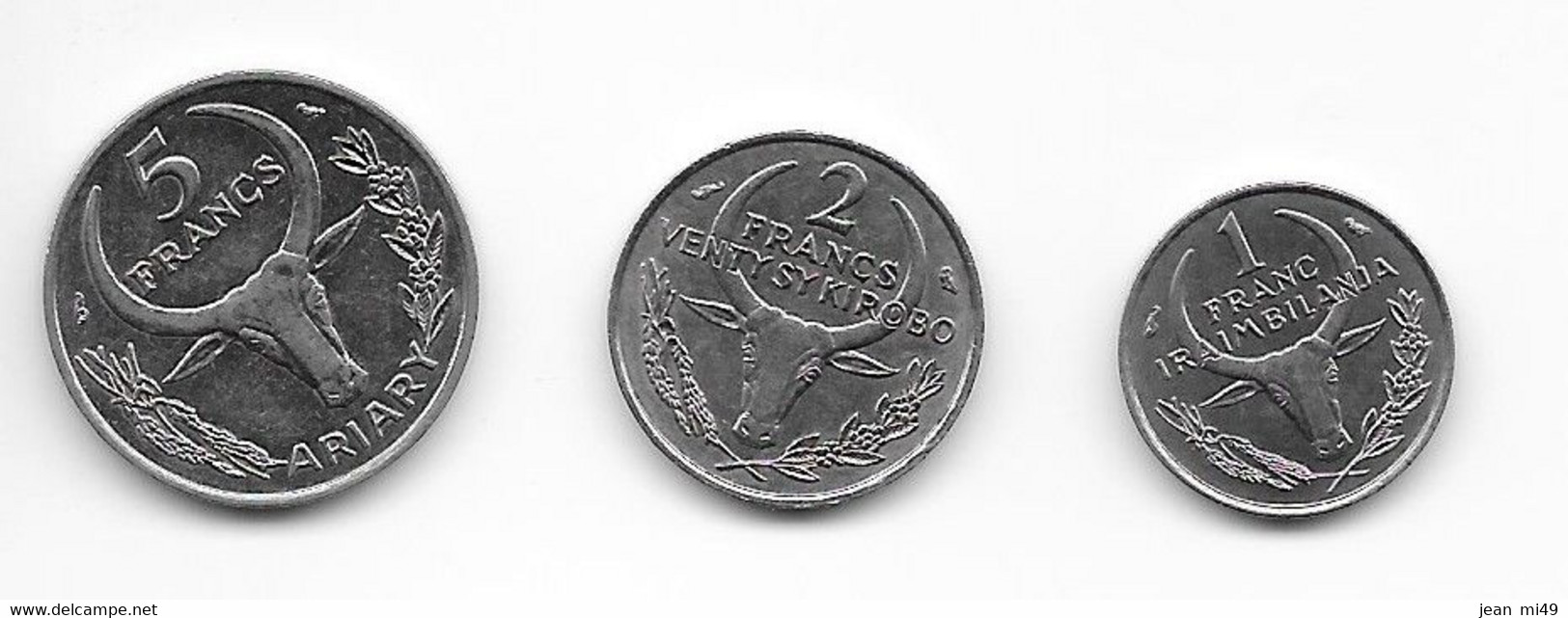 MADAGASCAR - Lot De 3 Pièces - 1 FRANC ET 2 FRANCS 1965 - 5 FRANCS 1967 - SUP - Madagaskar