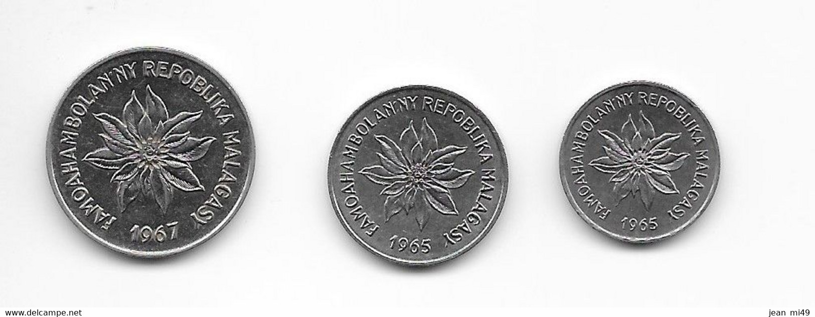 MADAGASCAR - Lot De 3 Pièces - 1 FRANC ET 2 FRANCS 1965 - 5 FRANCS 1967 - SUP - Madagascar