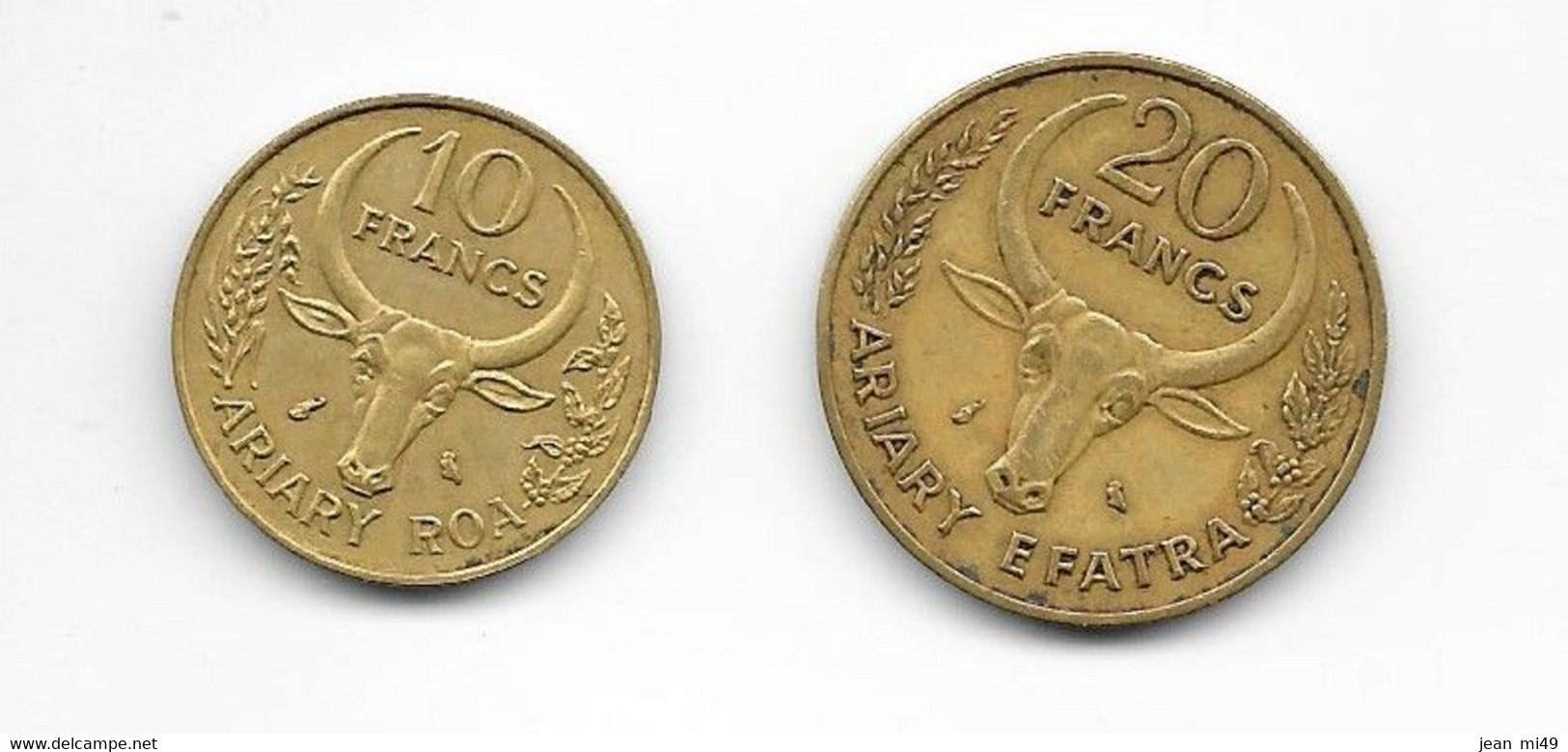 MADAGASCAR - Lot De 2 Pièces - 10 FRANCS ET 2O FRANCS 1970 - F.A.O. Issue - Madagascar