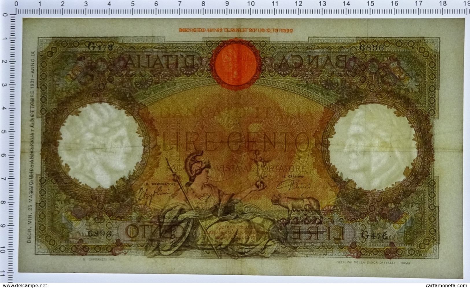 100 LIRE CAPRANESI AQUILA ROMANA TESTINA FASCIO ROMA 25/05/1940 BB+ - Sonstige