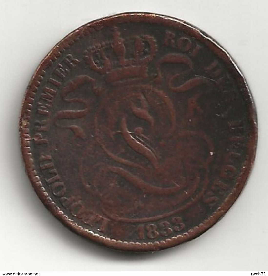 BELGIQUE - 10 Centimes - 1833 - B/TB - 10 Cents