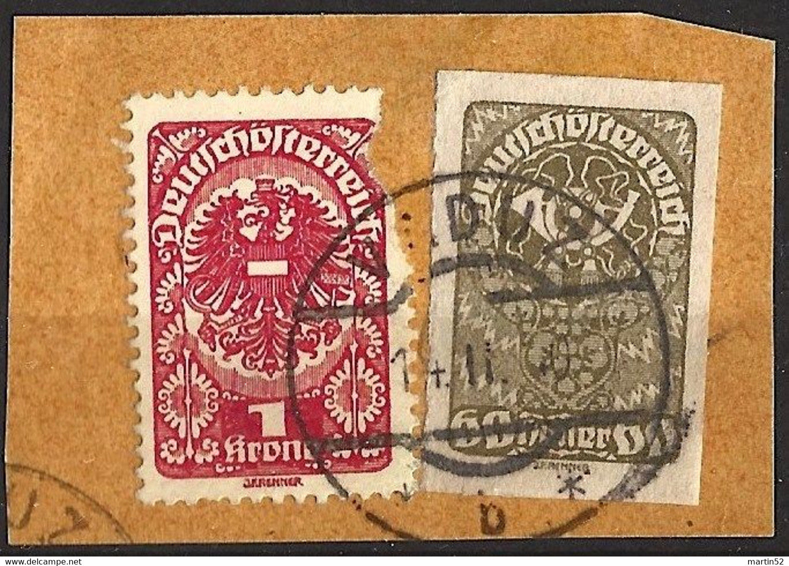 Liechtenstein Mitläufer 1920: Deutschösterreich Posthorn 60 Heller 1919 Michel-N° 283 O VADUZ 14.II.20 (LBK CHF 60.00) - ...-1912 Vorphilatelie