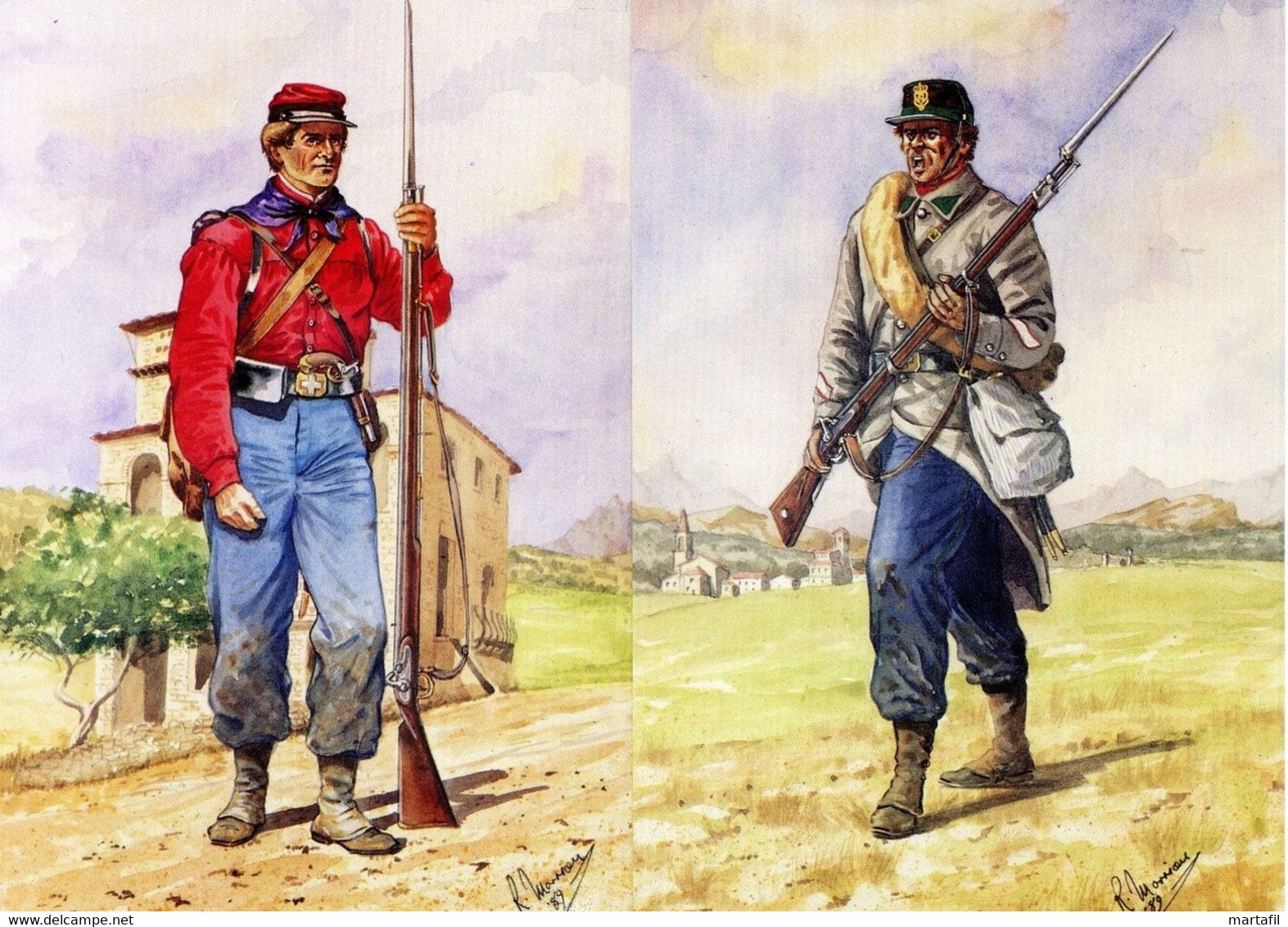 6 Cartoline Dei GARIBALDINI In Varie Uniformi Di R.J.Marrion, In Pacchetto Speciale - Uniformes