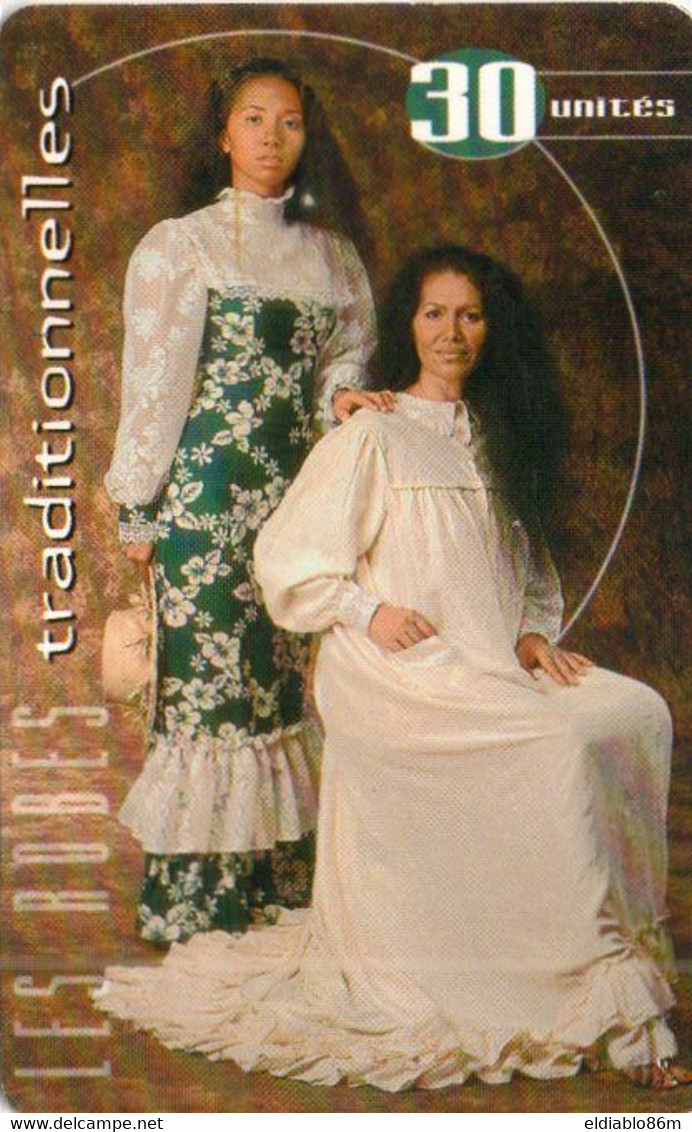 FRENCH POLYNESIA - CHIP CARD - TRADITIONAL DRESSES - TIARE - Polynésie Française