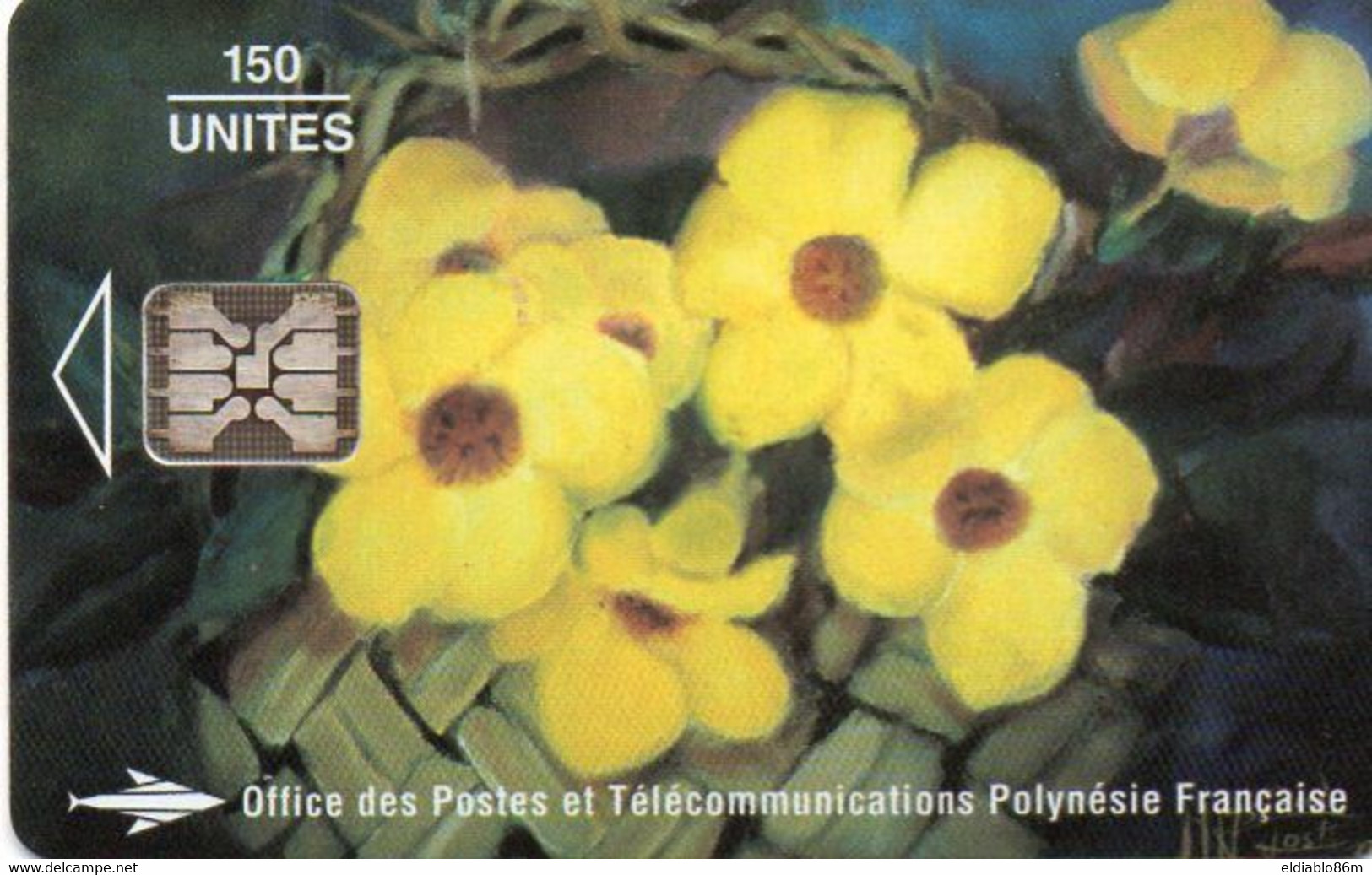 FRENCH POLYNESIA - CHIP CARD - LE MONETTES 1994 MARIE ASTRID HOST - PAINTING FLOWERS (C471) - Polynésie Française