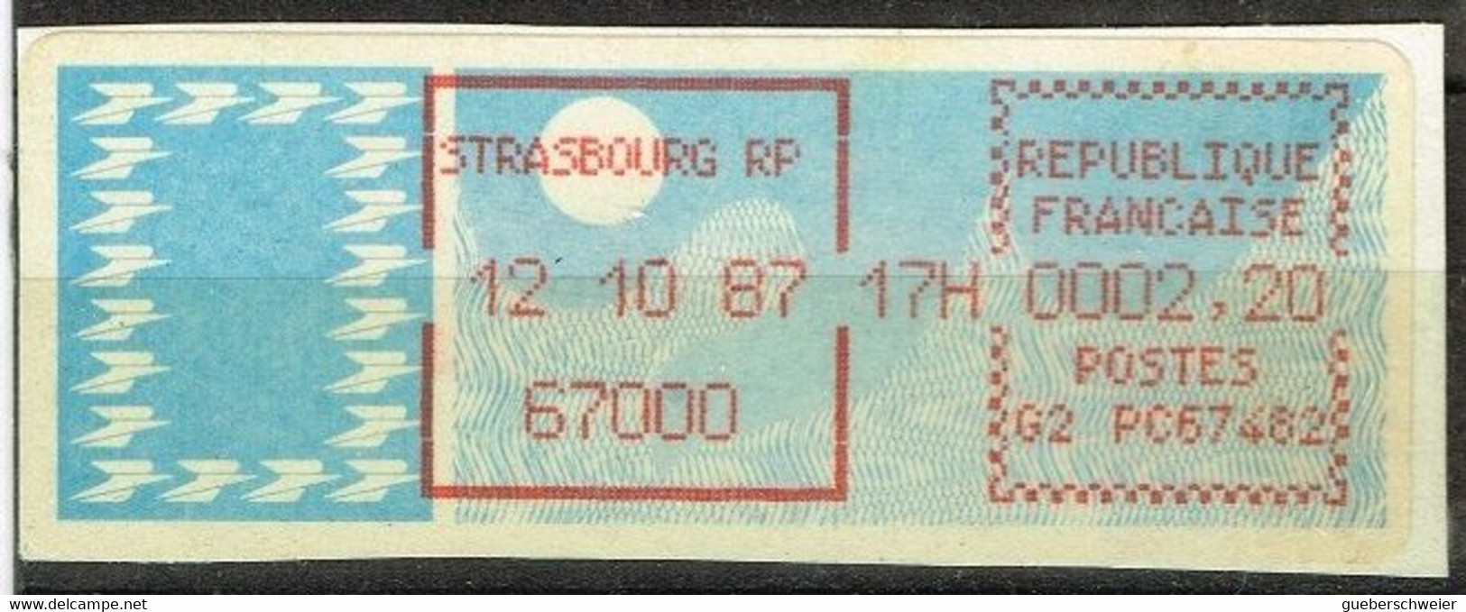 DIST 3 - FRANCE Vignette D'affranchissement Strasbourg 1987 - 1985 « Carrier » Papier