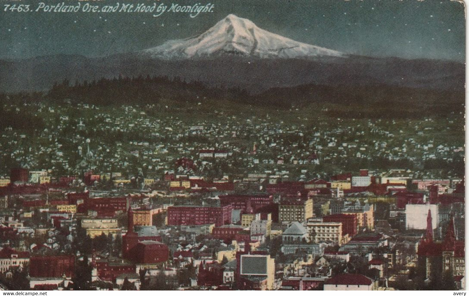 Portland, Oregon And Mount Hood By Moonlight - Portland