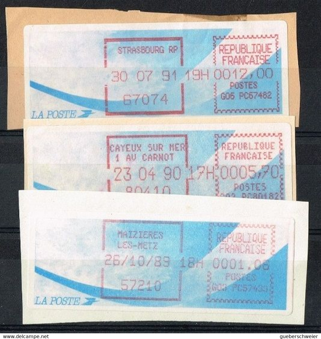 DIST 6 - FRANCE 3 Vignettes D'affranchissement Maizières 1989 - Cayeux 1990 - Strasbourg 1991 - 1985 « Carrier » Papier
