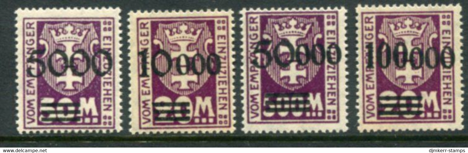 DANZIG 1923 Postage Due Surcharges. MNH / **.  Michel Porto 26-29 - Portomarken