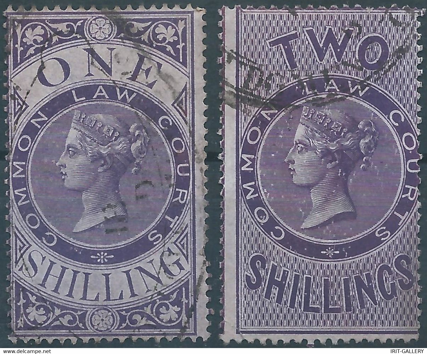 Great Britain-ENGLAND,Queen Victoria,1870/1880 Revenue Stamps Tax Fiscal COMMON LAW COURTS,1 & 2 Shillings,Used - Revenue Stamps