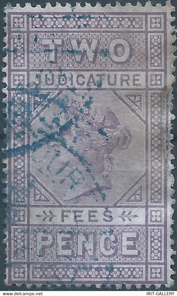 Great Britain-ENGLAND,Queen Victoria,Revenue Stamp Tax Fiscal JUDICATURE FEES,2 Pence,Used - Revenue Stamps