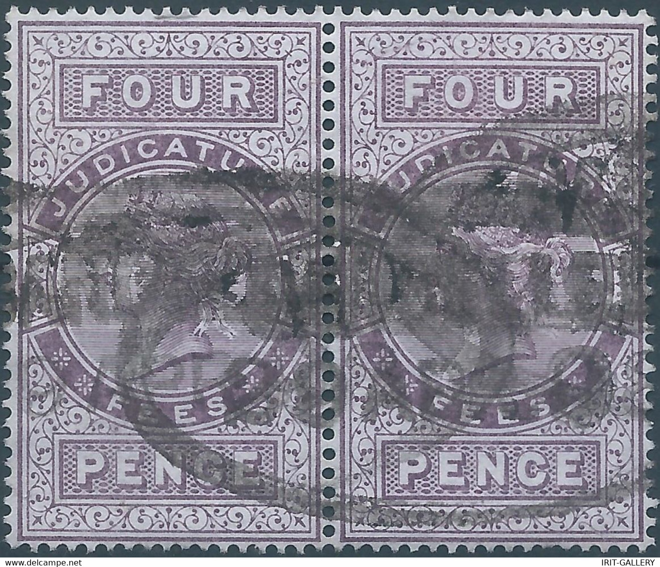 Great Britain-ENGLAND,Queen Victoria,Revenue Stamp Tax Fiscal JUDICATURE FEES,4 Pence In Pairs,Obliterated - Fiscaux