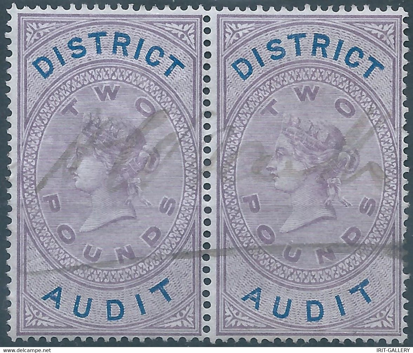 Great Britain-ENGLAND,Queen Victoria,1880-1900 Revenue Stamp Tax Fisca DISTRICT AUDIT,2 Pounds In Pairs,Uset - Revenue Stamps