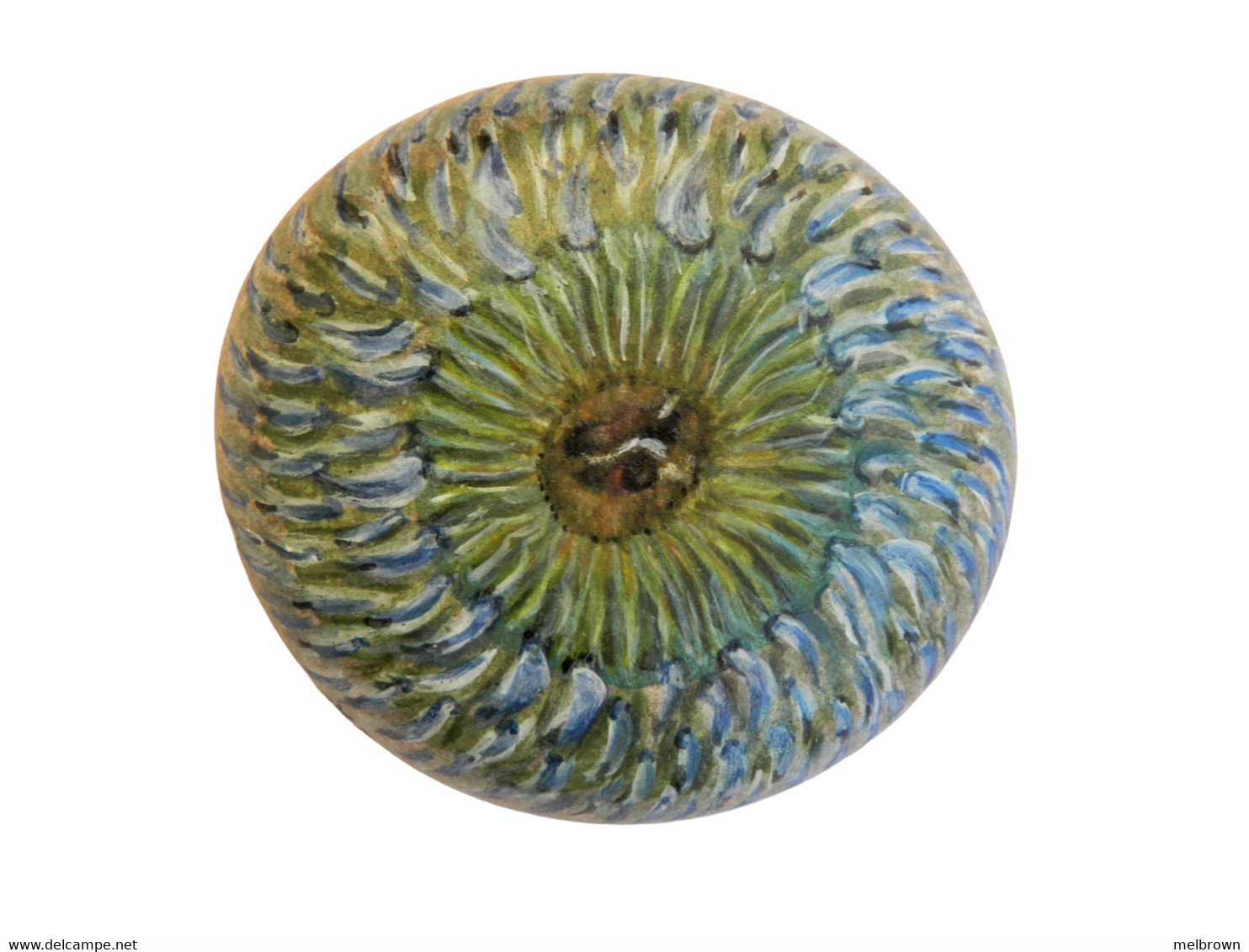 Sea Anemone Hand Painted On Smooth Beach Stone Paperweight - Pietre E Marmi