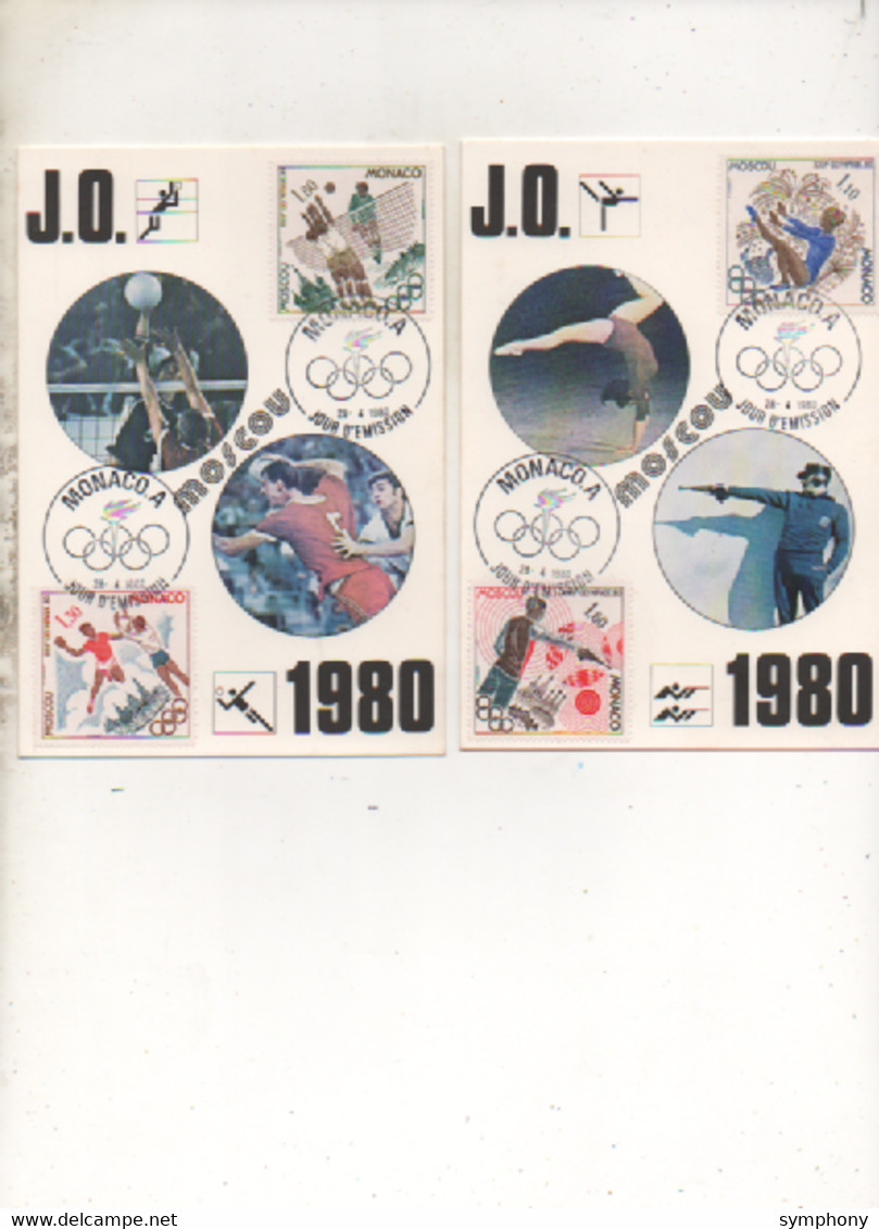 Monaco - 2 Cartes - Jeux Olympiques Moscou 1980 - - Cartas & Documentos
