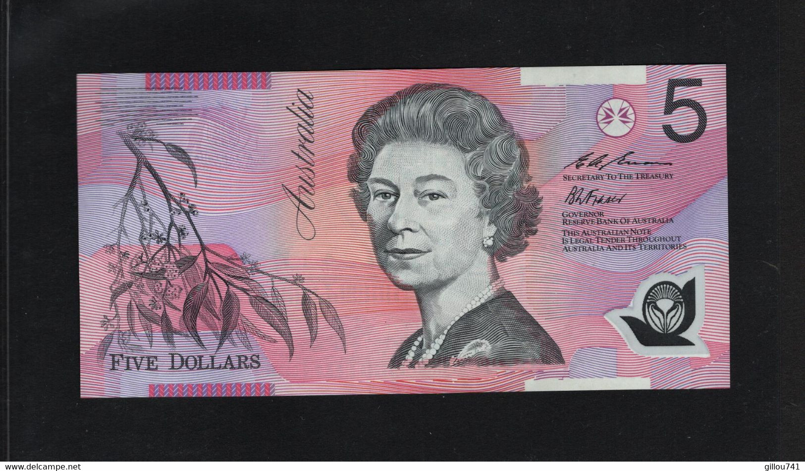 Australie, 5 Dollars, 1992-1999 "Polymer - Without Printed Names Below Portraits" Queen Elizabeth - 1992-2001 (polymère)