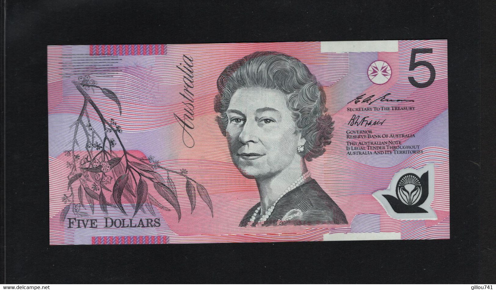 Australie, 5 Dollars, 1992-1999 "Polymer - Without Printed Names Below Portraits" Queen Elizabeth - 1992-2001 (Polymer)