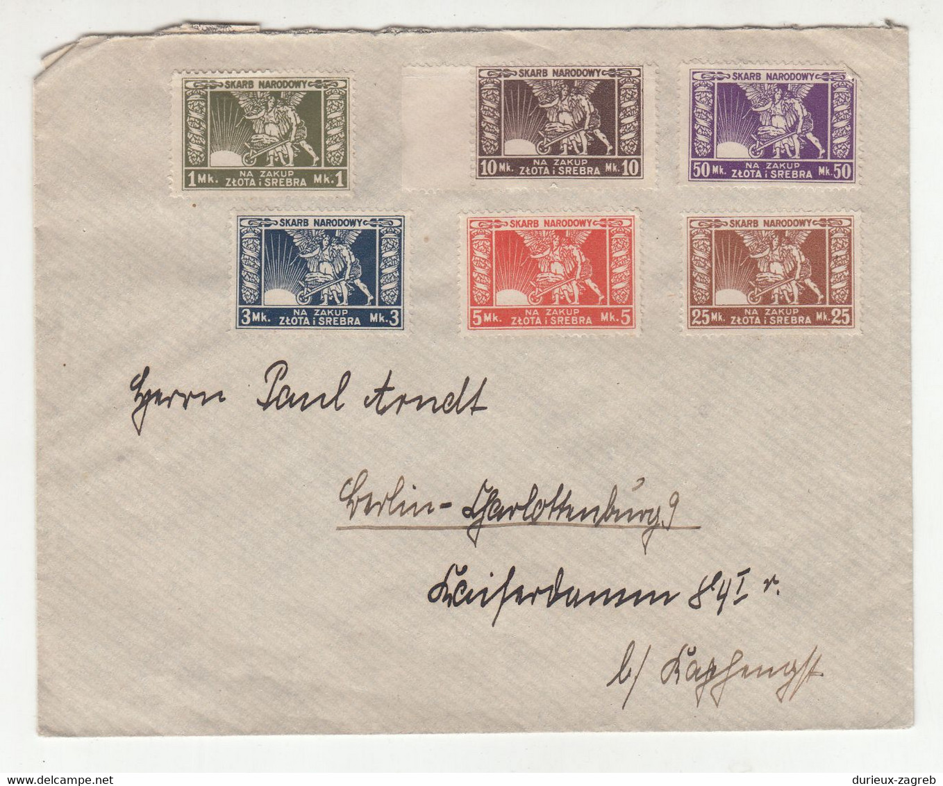 Poland 1923 Revenue Stamps On Letter Cover Skarb Narodowy - Na Zakup Złota I Srebra B230120 - Fiscaux