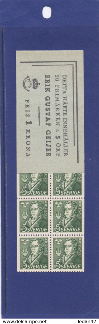 Suède1947, Cat. Yvert N° C328a, Centenaire De La Mort Du Poète Erik Gustaf. Carnet Complet. - 1904-50