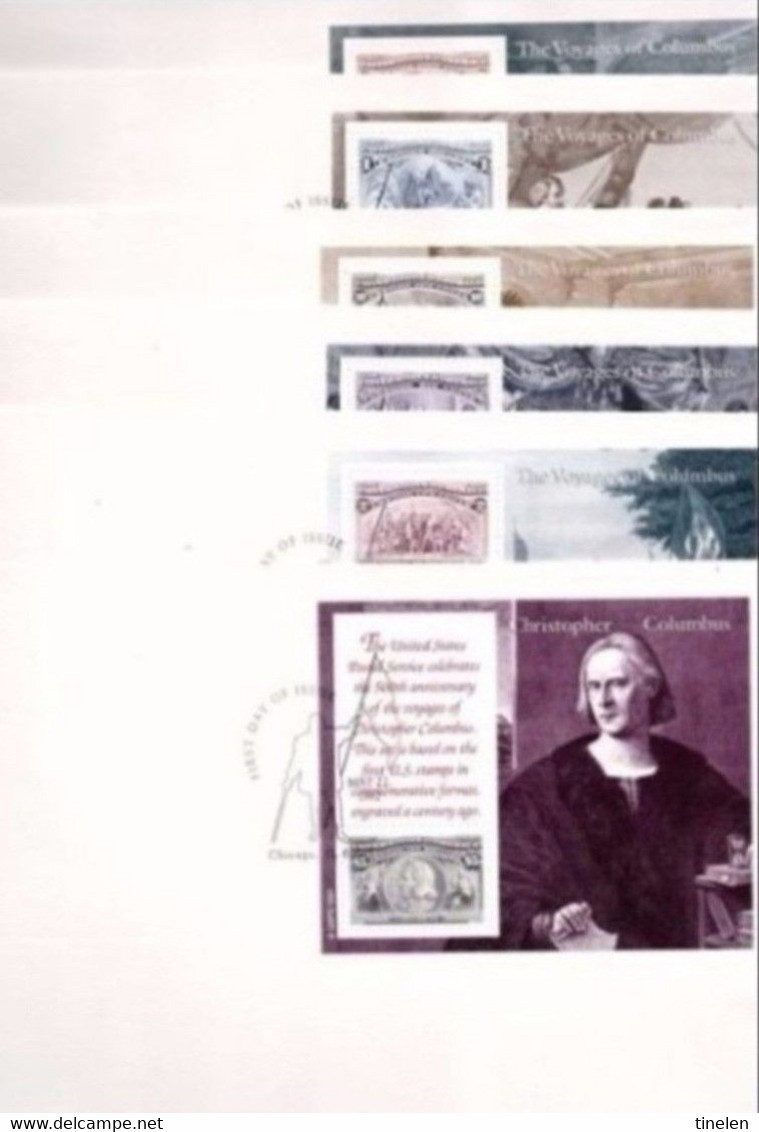 STATI UNITI - 22 5 1992 6 MAXI FDC CRISTOFORO COLOMBO ( COLON) EMISSIONE CONGIUNTA ITALIA -SPAGNA - 1991-2000