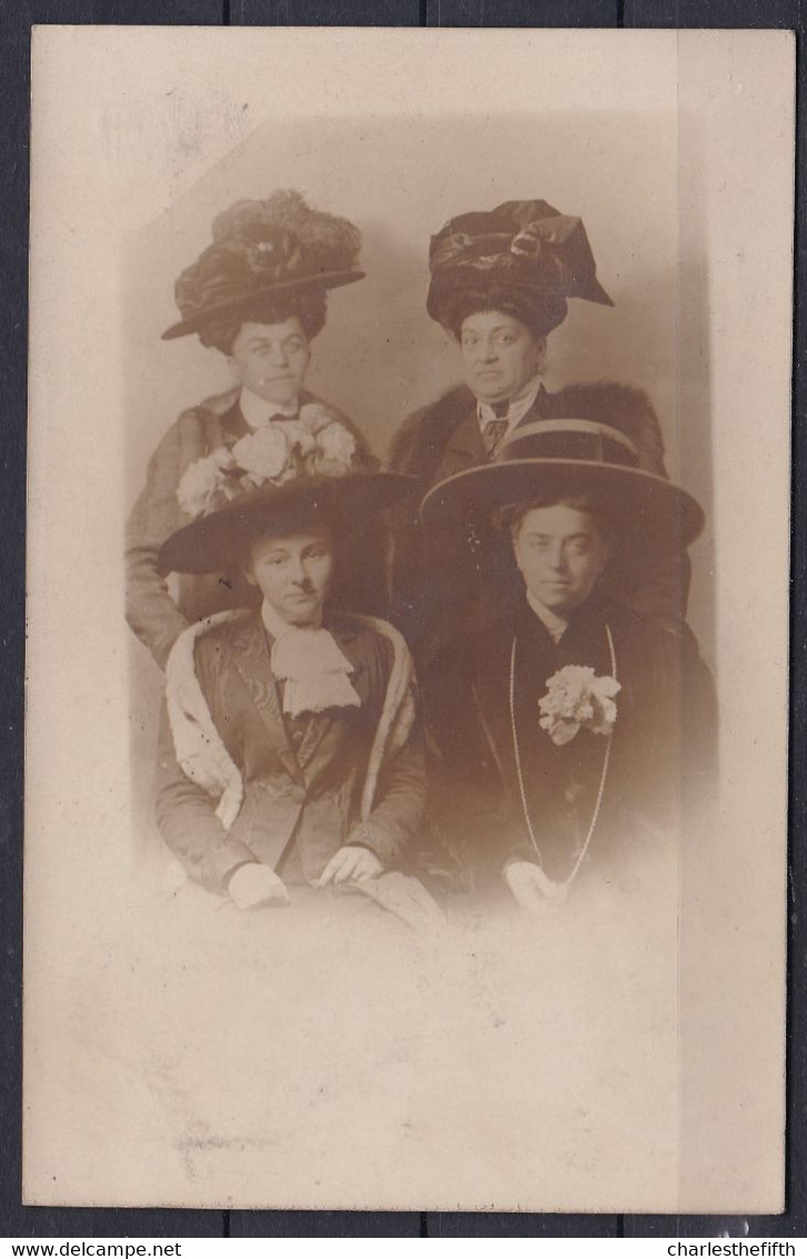 VIEILLE CARTE PHOTO * DAMES AVEC CHAPEAUX - CHAPEAU - HAT - VICTORIAN FASHION - MODE - Alte (vor 1900)