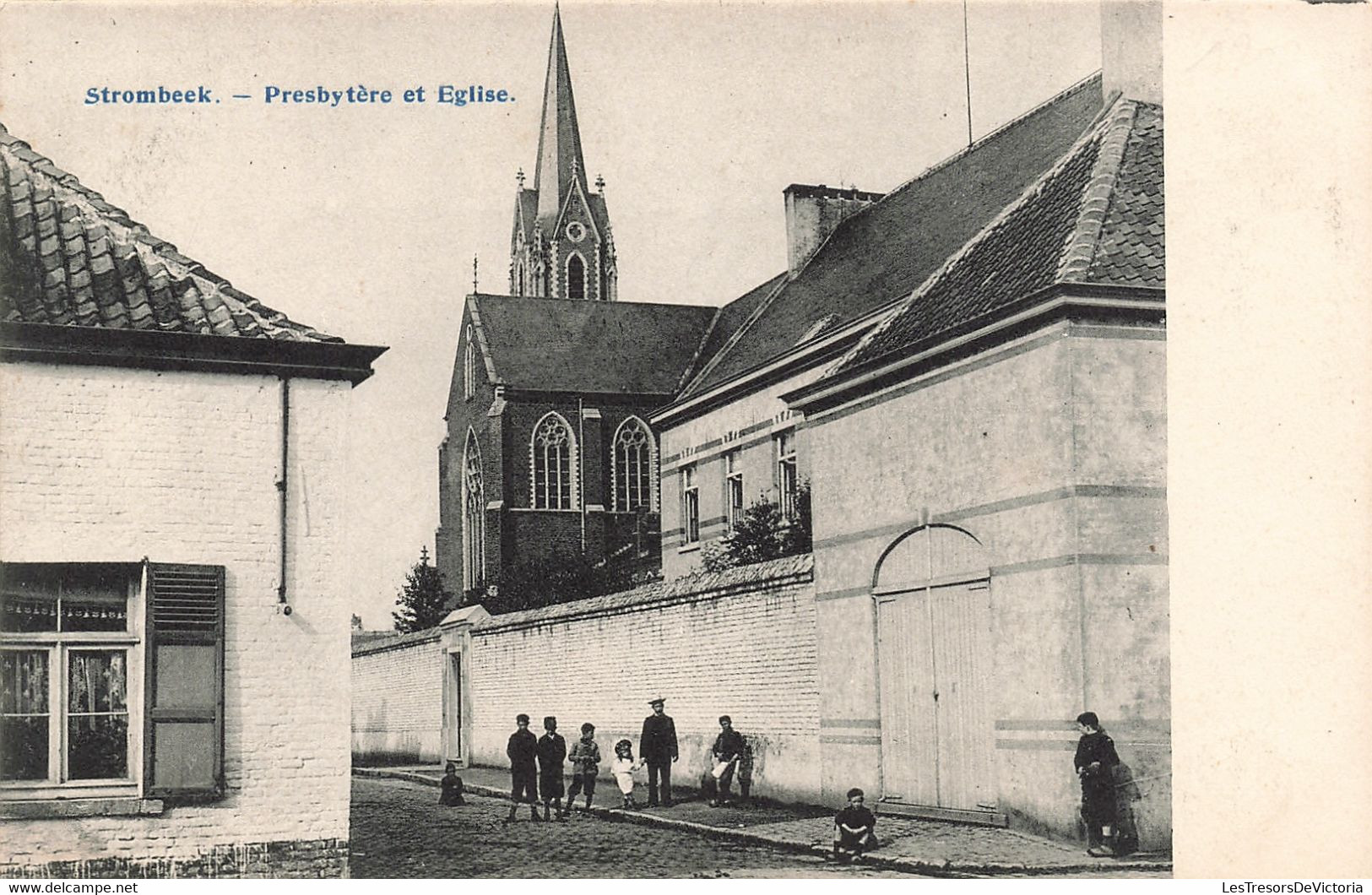 CPA - Belgique - Strombeek - Presbytère Et Eglise - Précurseur - Animé - Clocher - Enfant - Grimbergen