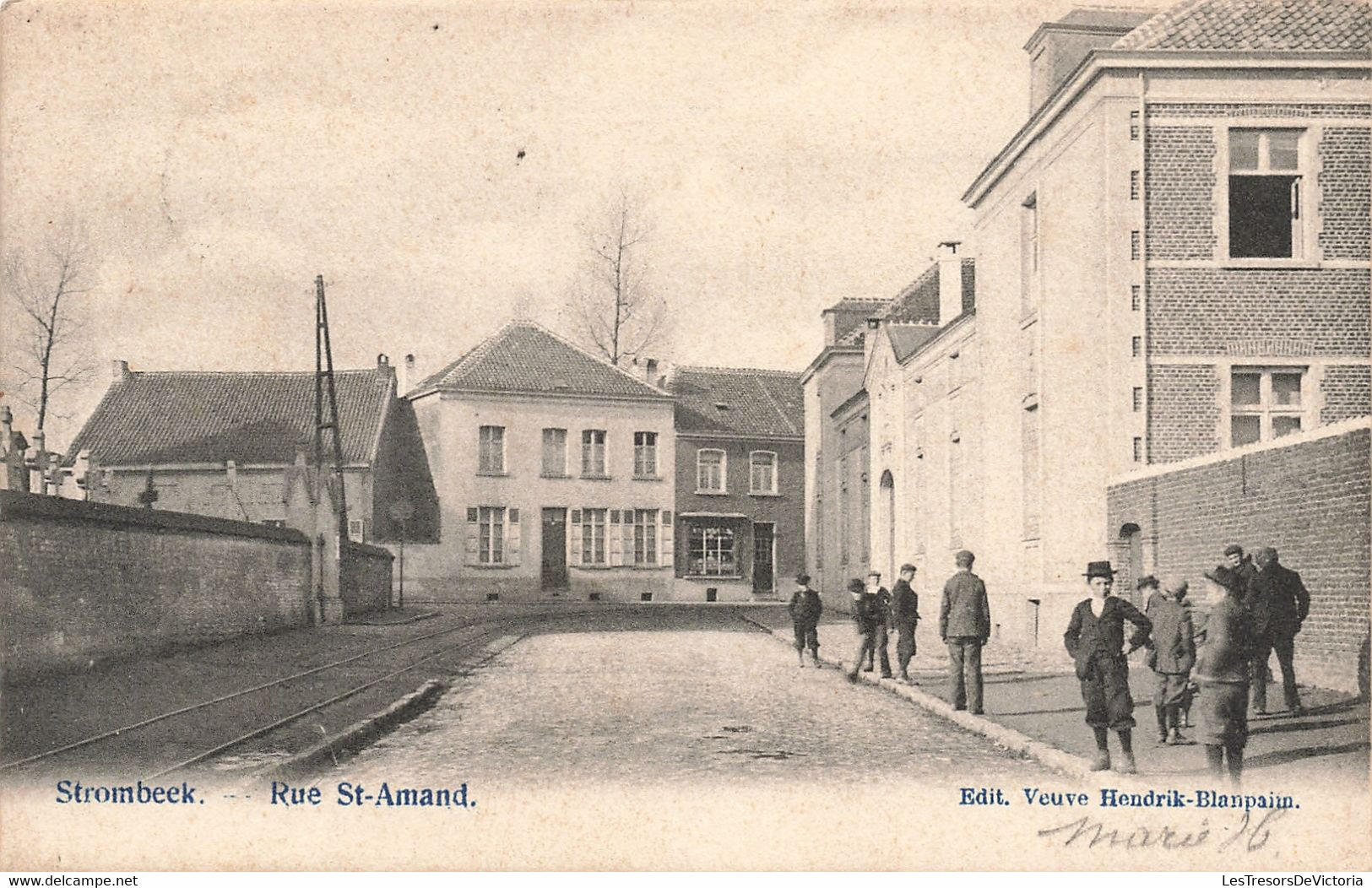 CPA - Belgique - Strombeek - Rue Saint Amand - Edit. Veuve Hendrik Blanpaim - Animé - Oblitéré Etoile Stombeek 1903 - Grimbergen