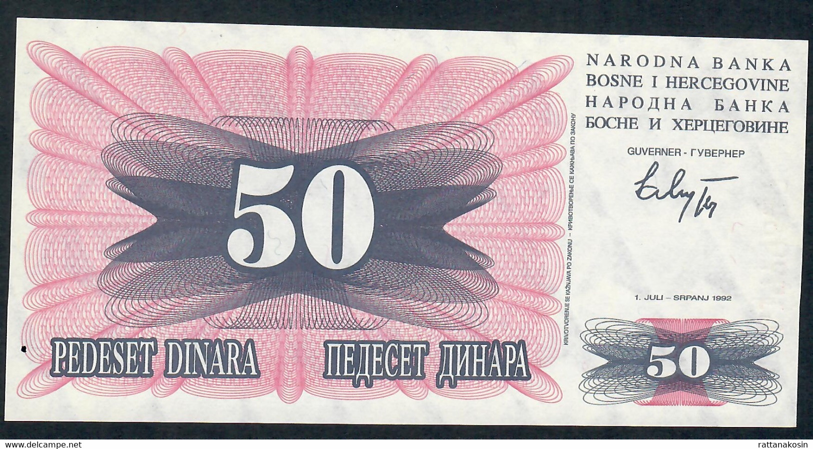 BOSNIA HERZÉGOVINA  P12 50 DINARA  1992 #BE       UNC. - Bosnie-Herzegovine