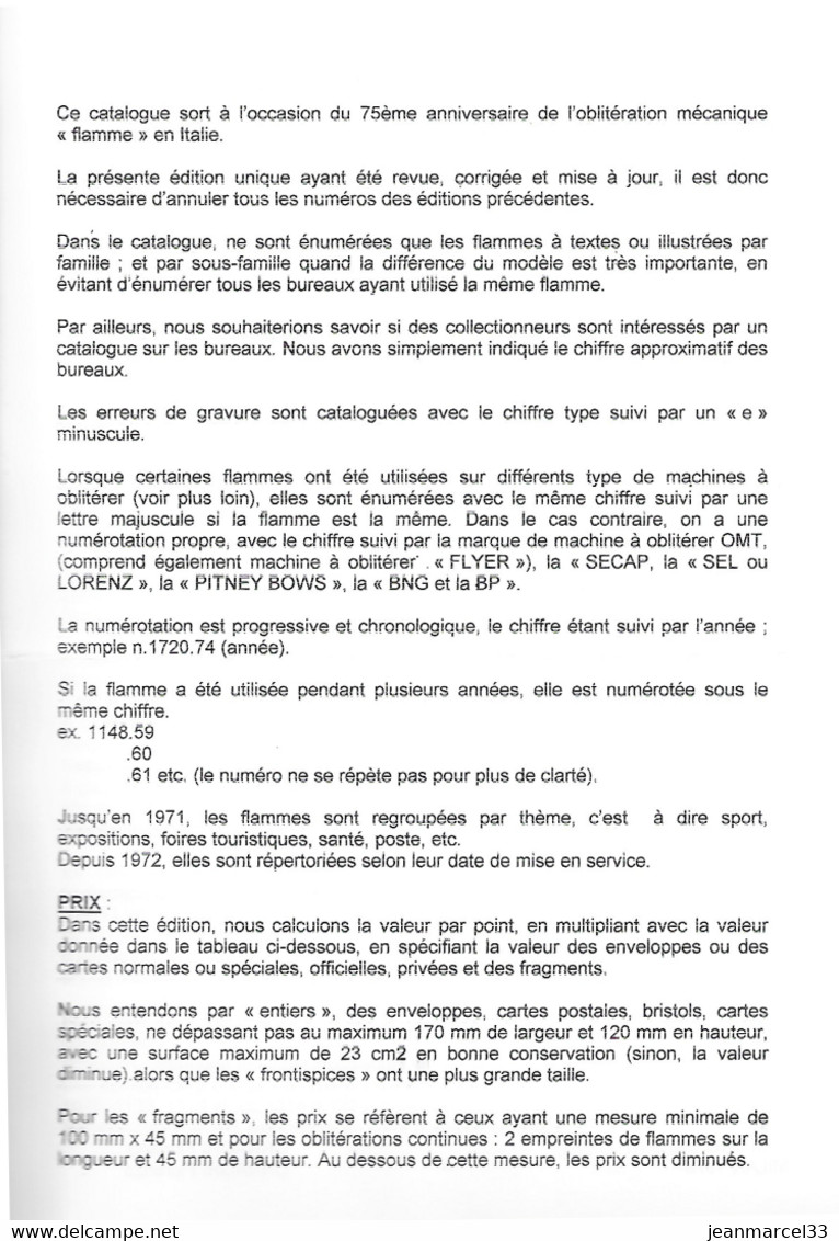 Catalogue Des Oblitérations Mécaniques Italiennes De  1901 à  1975 Numérotation Et Cotation En FRANCAIS - Francia