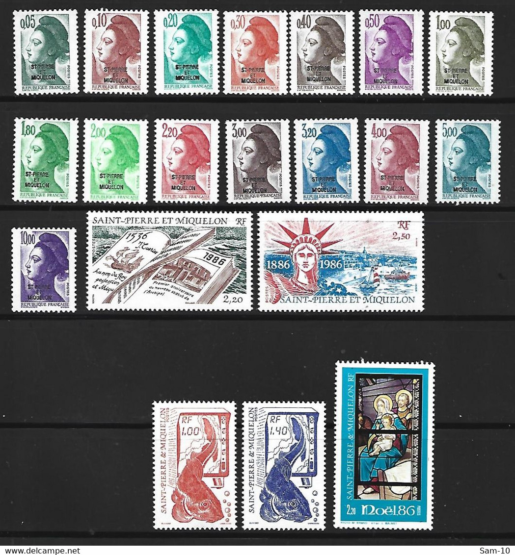 Année 1986 Complete St Pierre Et Miquelon Neuf **  N 455/474 - Full Years