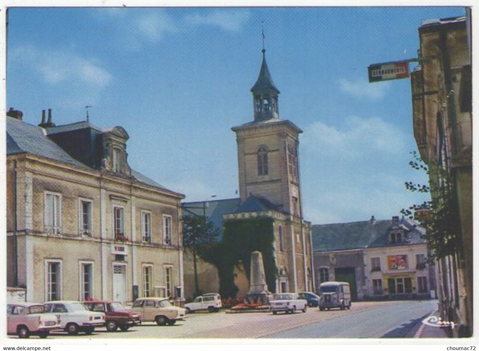 GF (72) 989, Pontvallain, Combier 3 31 71 0558, Place De L'Eglise, Gendarmerie Et Tube Citroen - Pontvallain