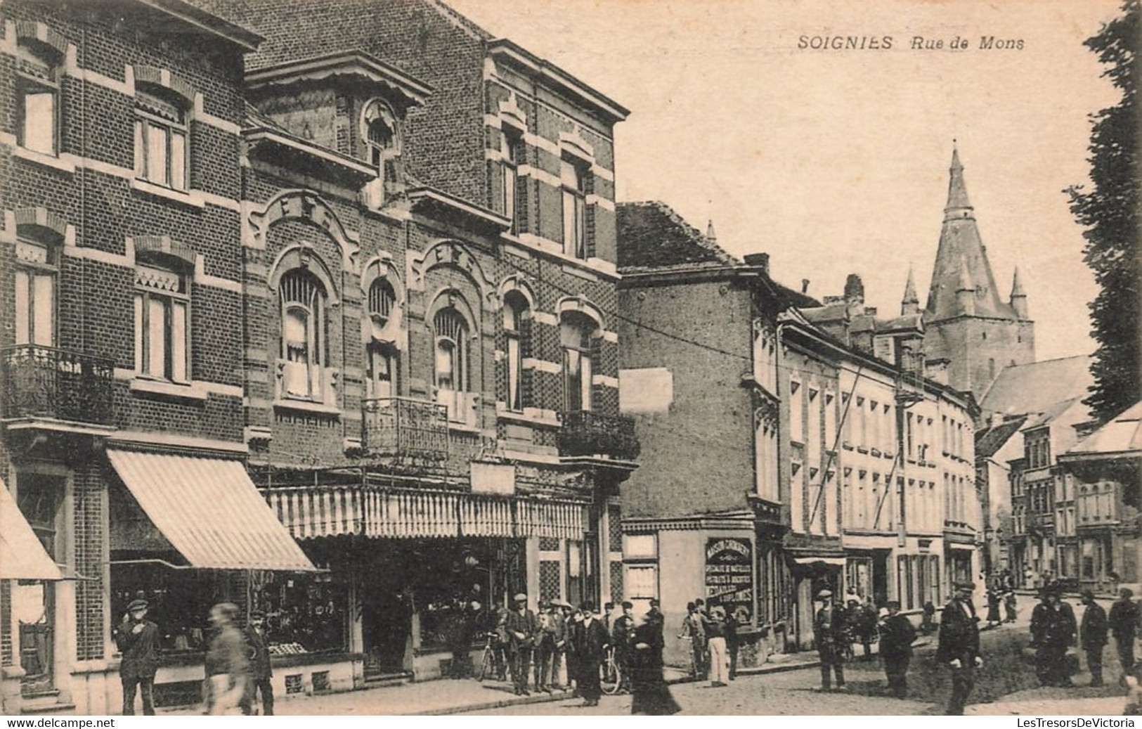 CPA - Belgique - Soignies - Rue De Mons - Photo Demeyere - Oblitéré Soignies 1919 - Clocher - Maison Crokaert - Soignies