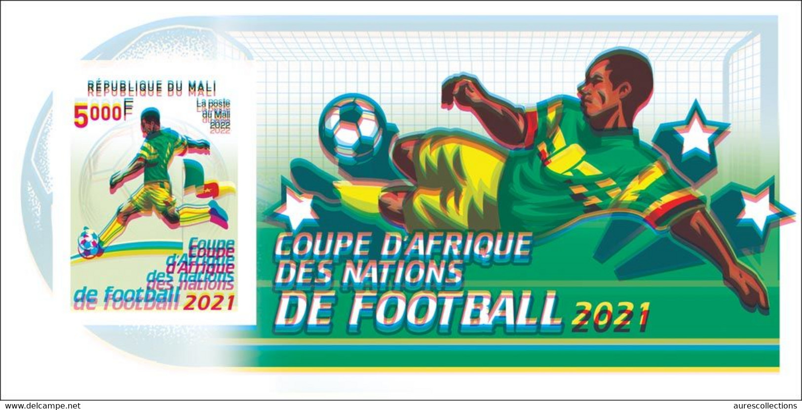 MALI 2022 RARE ERROR IMPERF ESSAY - SOUVENIR SHEET BLOC FOOTBALL AFRICA CUP OF NATIONS COUPE D'AFRIQUE CAMEROUN 2021 MNH - Coupe D'Afrique Des Nations