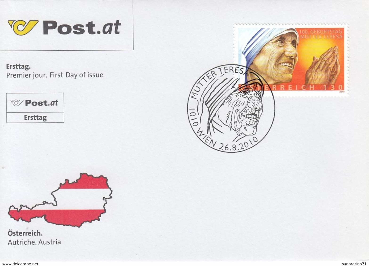 FDC AUSTRIA 2886 - Mother Teresa