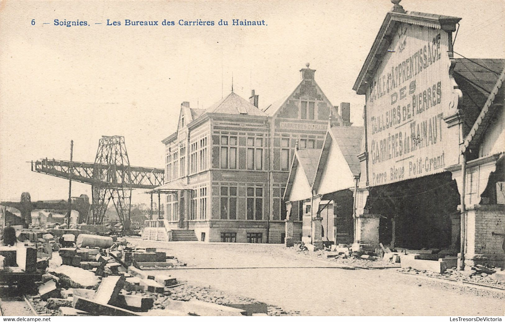 CPA - Belgique - Soignies - Les Bureaux Des Carrières Du Hainaut - Phot. Bertels - Ecole D'Apprentissage Des Tailleurs - Soignies