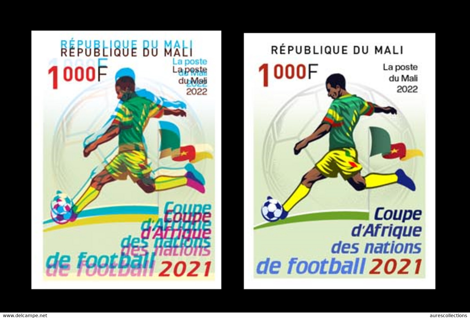 MALI 2022 RARE IMPERF ESSAY - STAMP 1V ERROR + 1V NORMAL - FOOTBALL AFRICA CUP OF NATIONS COUPE D'AFRIQUE 2021 MNH - Fußball-Afrikameisterschaft