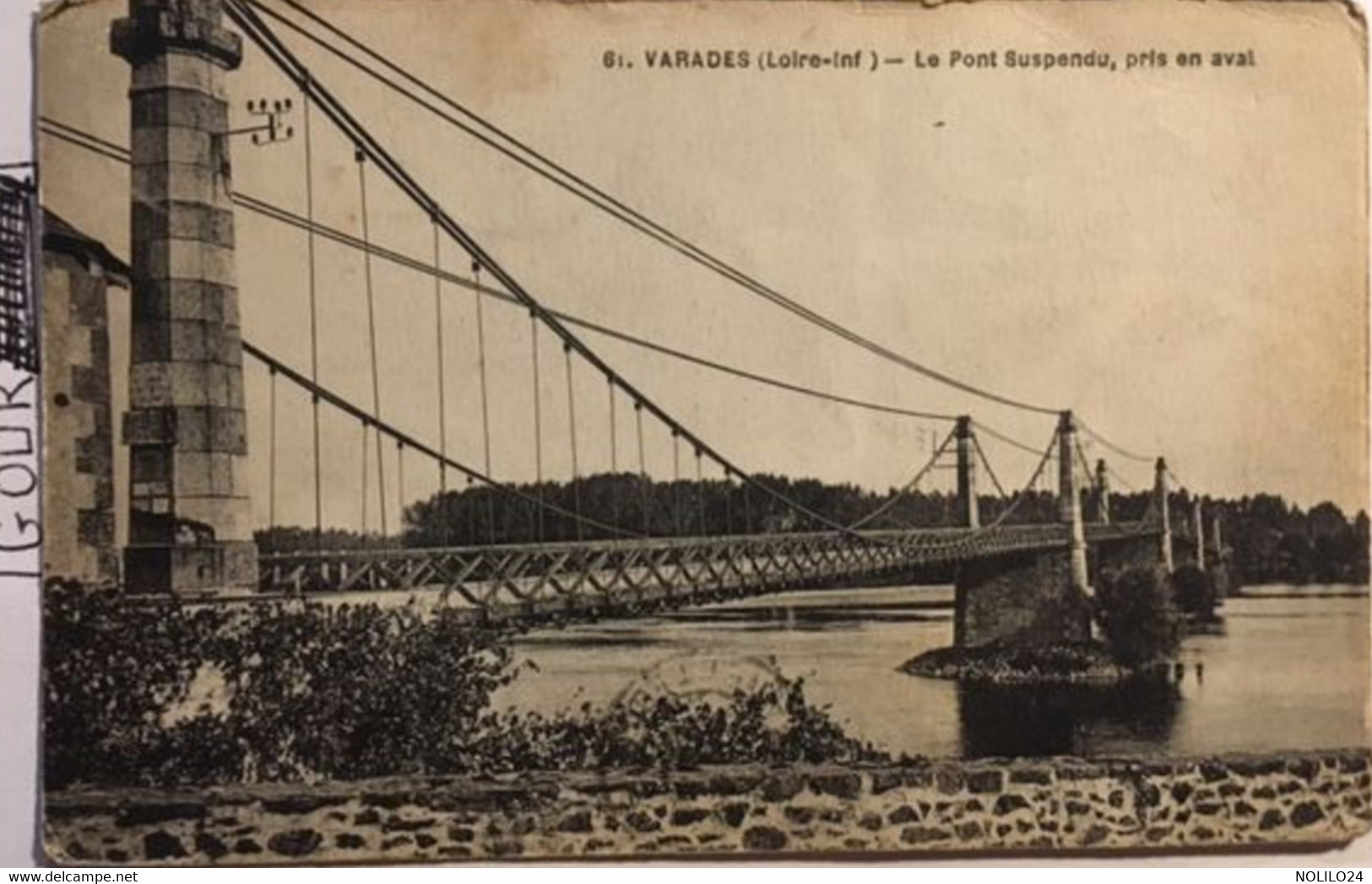 Cpa, écrite En 1934, 44 VARADES Le Pont Suspendu, Pris En Aval, éd Chapeau, Cachets Varades, Timbre - Varades