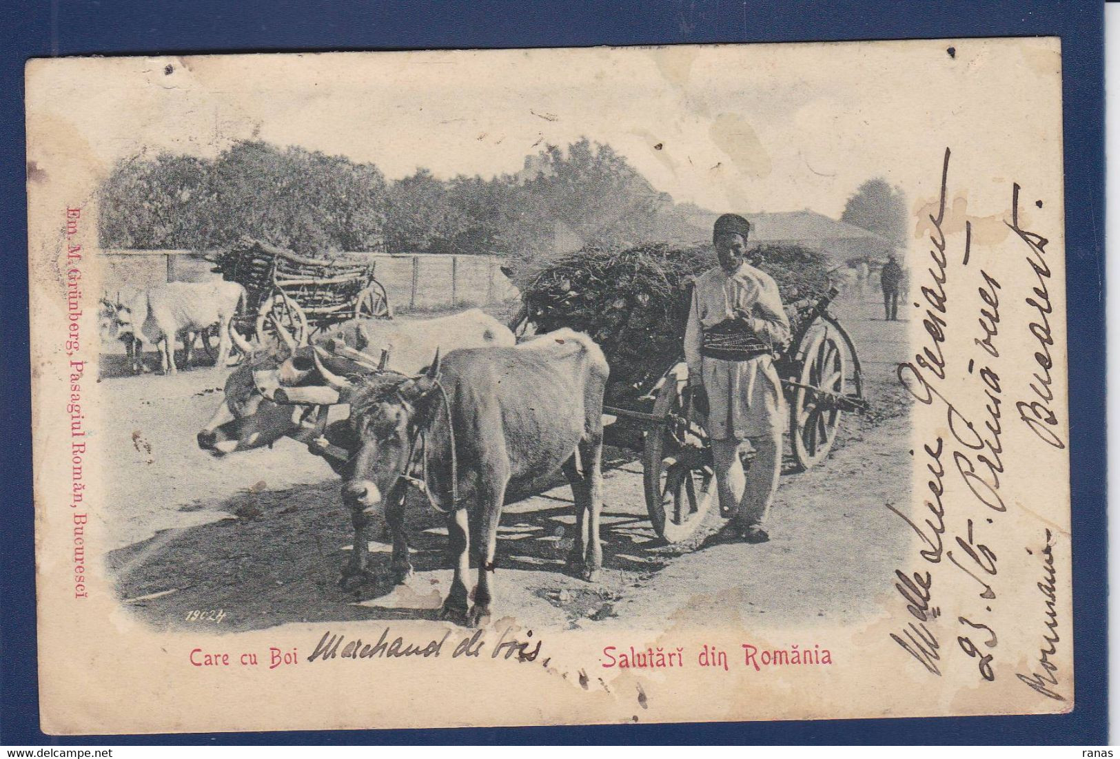 CPA Roumanie Romania Roemenie Attelage De Bois Métier Voir Dos - Romania