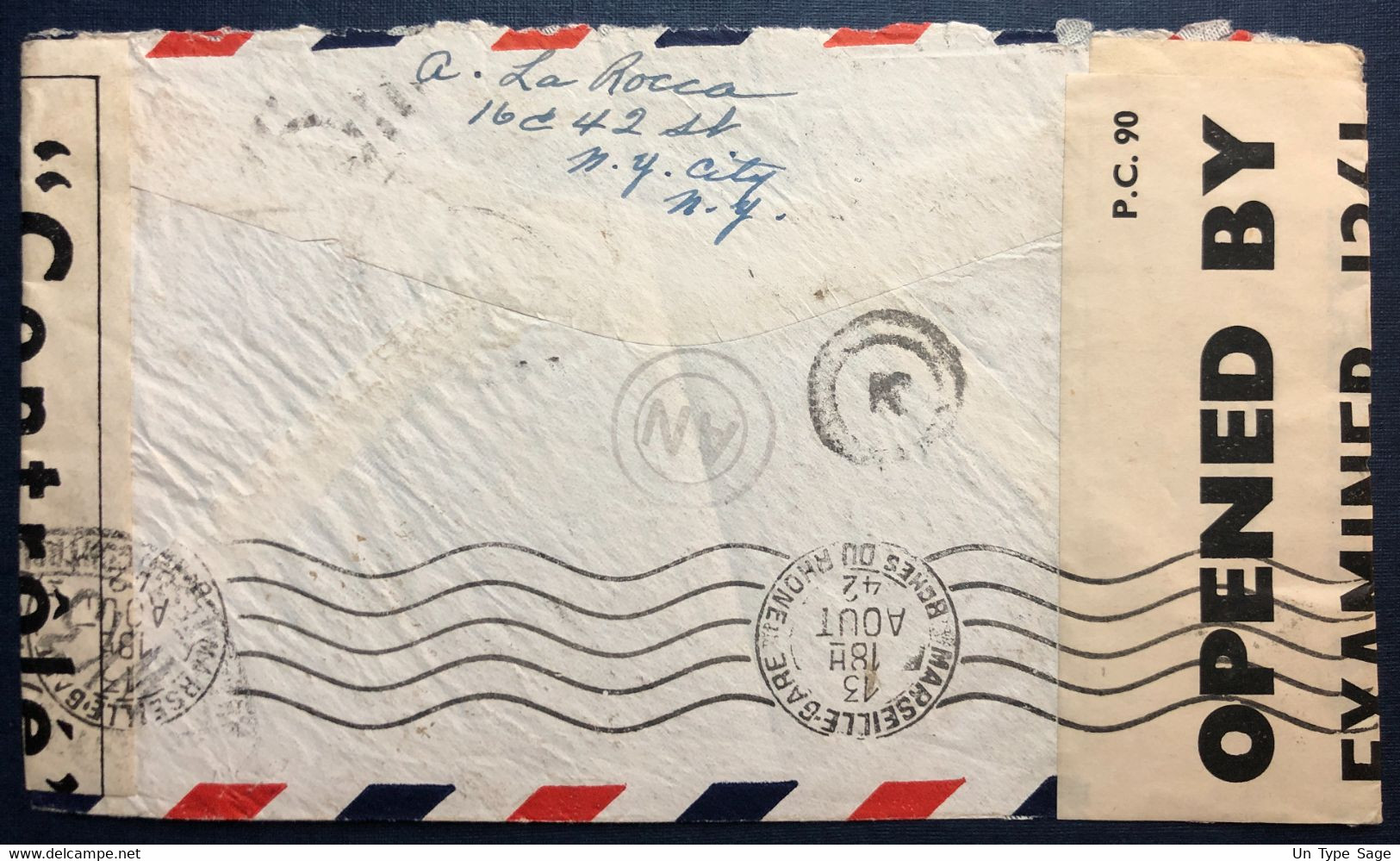 Etats-Unis, Divers Sur Enveloppe De New York 10.7.1942 + Censure - (B4322) - Covers & Documents