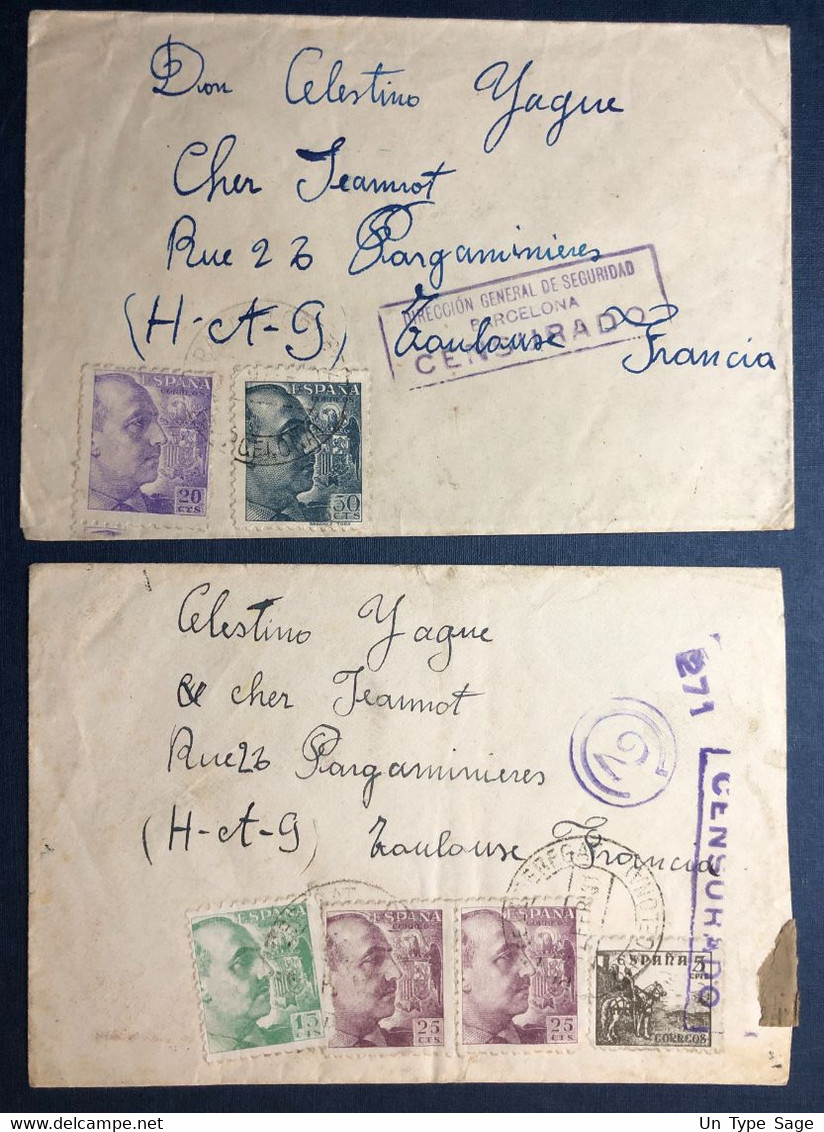 Espagne 2 Enveloppes Avec Censure - (B1820) - Covers & Documents