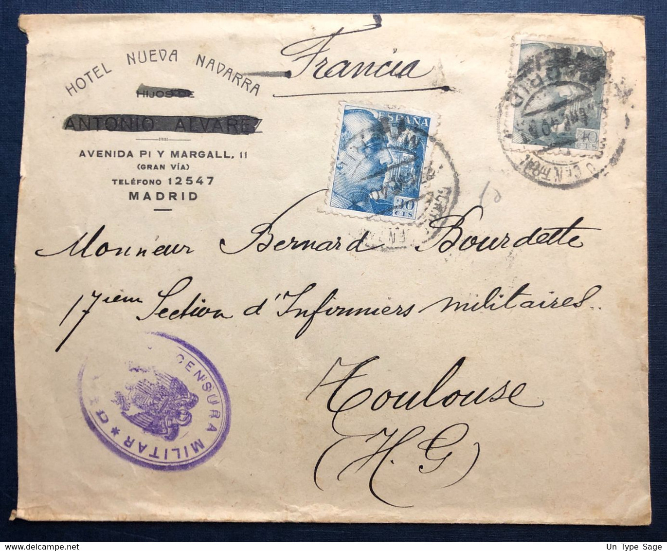 Espagne, Divers Sur Enveloppe De Madrid + Censure Madrid - (B4325) - Lettres & Documents