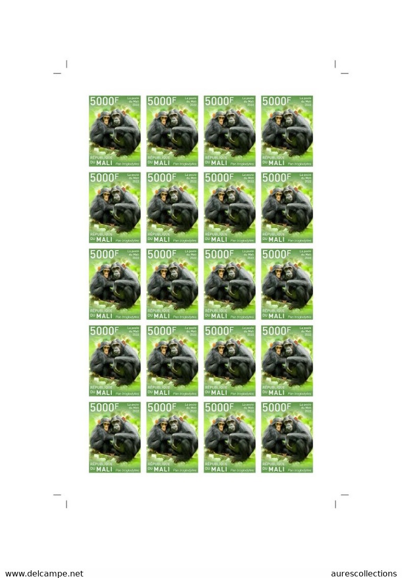 MALI 2022 IMPERF LUXURY PROOF SHEET 20V - ENDANGERED FAUNA FAUNE MENACEE - CHIMPANZEE CHIMPANZE SINGES APES MONKEYS  MNH - Chimpanzees