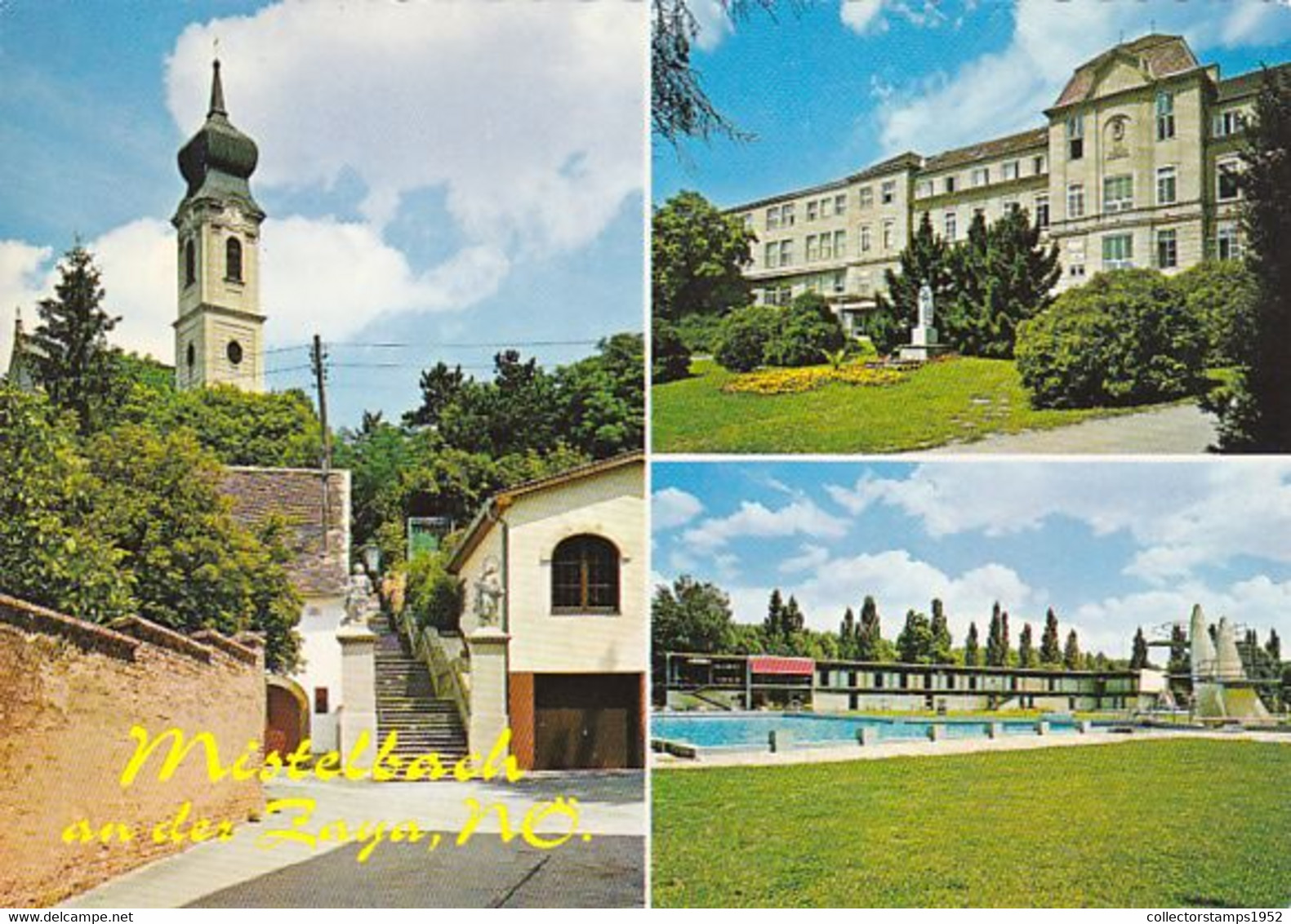 W8406- MISTELBACH CHURCH, HOSPITAL, SWIMMING POOL, DIFFERENT VIEWS - Mistelbach