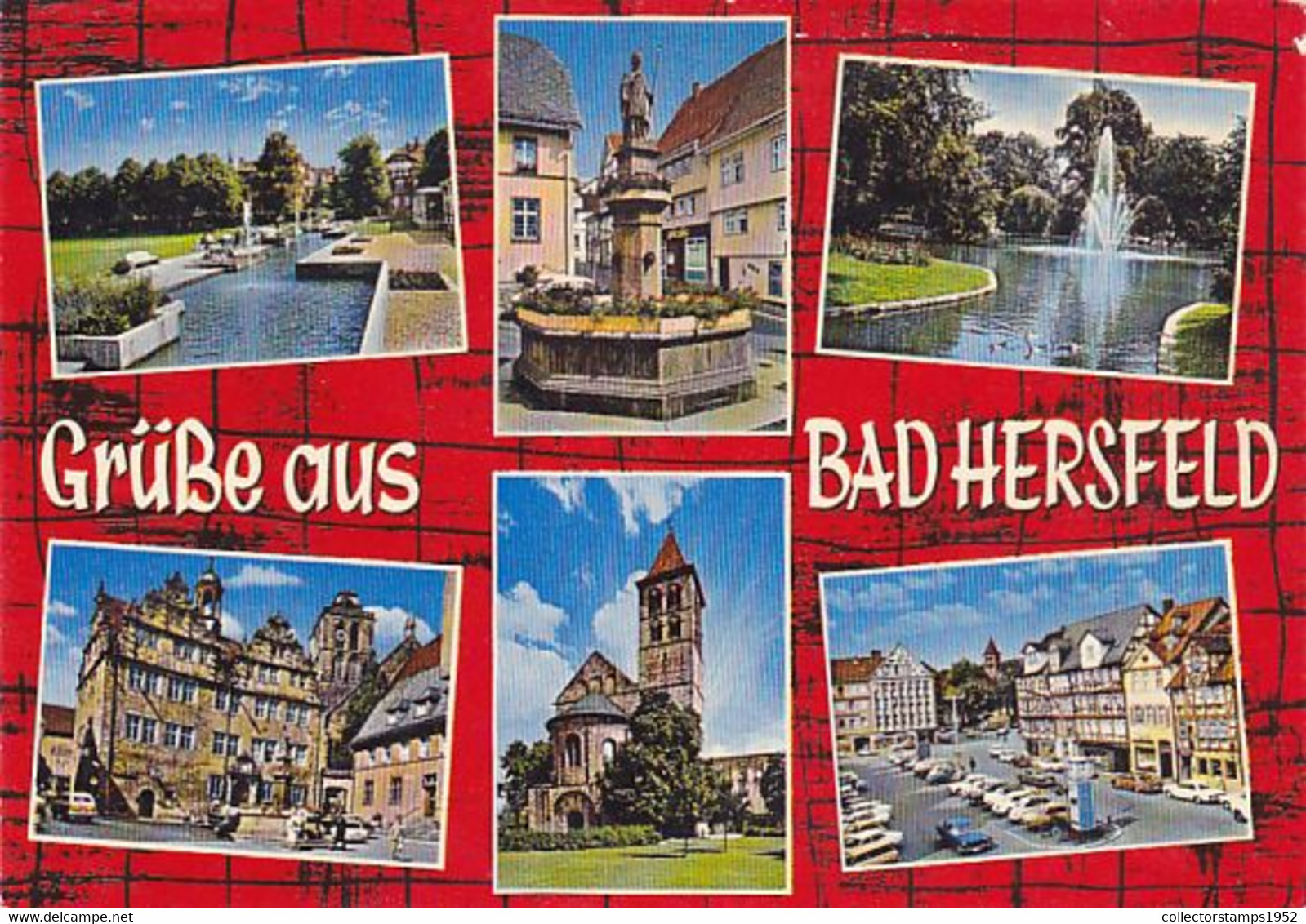 W8455- BAD HERSFELD FOUNTAIN, SQUARE, PARK, TOWN HALL, CHURCH, CAR, PEOPLE, DIFFERENT VIEWS - Bad Hersfeld