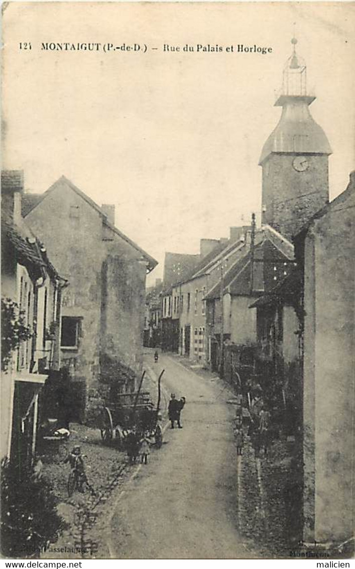 - Puy De Dôme -ref-B692- Montaigut - Rue Du Palais Et Horloge - - Montaigut