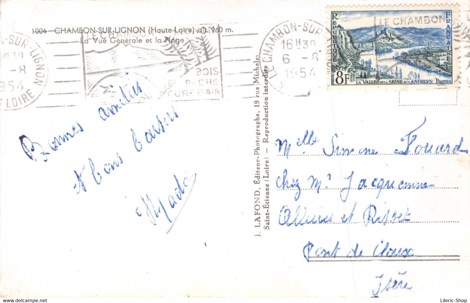 [43] Souvenir Du CHAMBON SUR LIGNON  - Vue Générale Et La Plage - Cpsm PF Dentelée 1954 ♥♥♥ - Le Chambon-sur-Lignon