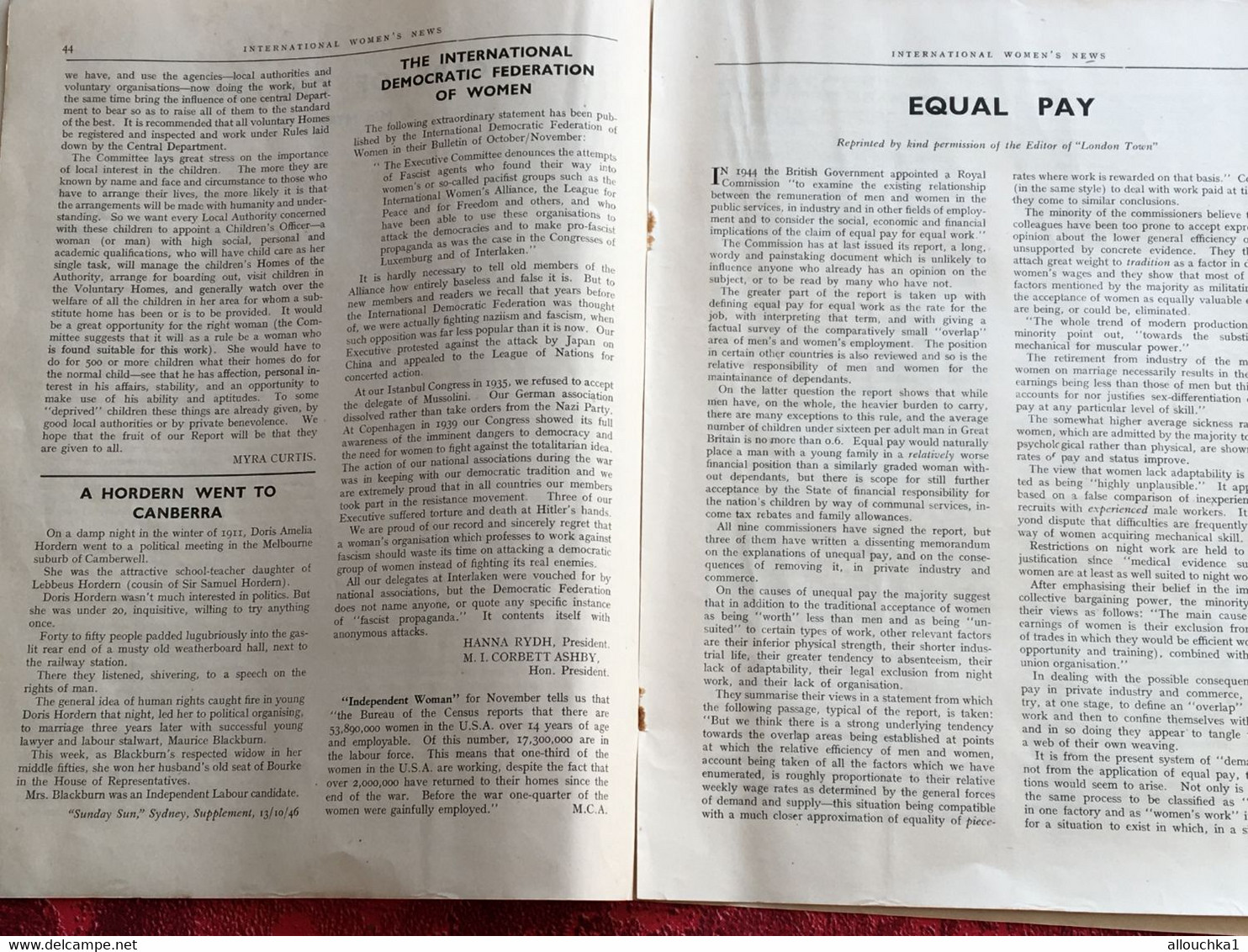 Januar 1947 International Women's News✔️Realist-Independent-Democratic -The Organ Of The International Alliance Of Women - Historia